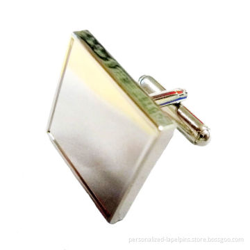 Zinc Alloy Nickel Plated Metal Blank Cuff Links Cufflinks And Tie Clips With Custom Design